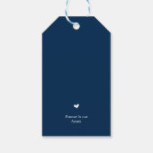 Rustieke moderne marine blauw, begrafenisdienst cadeaulabel (Achterkant)