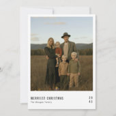 Rustieke Moderne Merriest Kerstmis Familie Fotokaa Feestdagenkaart (Voorkant)