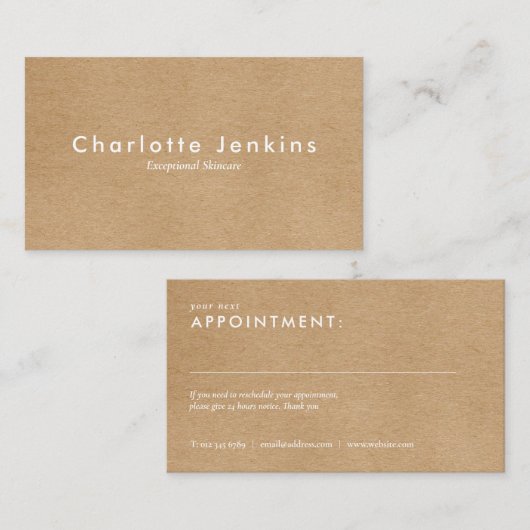 Rustieke moderne minimalistische afspraakkaart visitekaartje (Voorkant / Achterkant)
