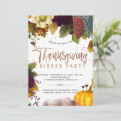 Rustieke moderne oogst Thanksgiving diner party Kaart (Staand voorkant)