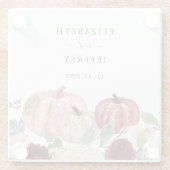 Rustieke Moderne Pompoenen Country Fall Bruiloft Glazen Onderzetter (Achterkant)