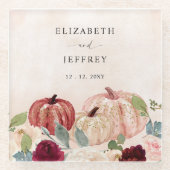 Rustieke Moderne Pompoenen Country Fall Bruiloft Glazen Onderzetter (Voorkant)