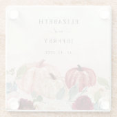 Rustieke Moderne Pompoenen Country Fall Bruiloft Glazen Onderzetter (Achterkant)