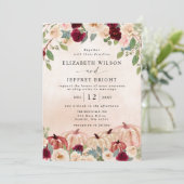 Rustieke Moderne Pompoenen Country Fall Bruiloft Kaart (Staand voorkant)