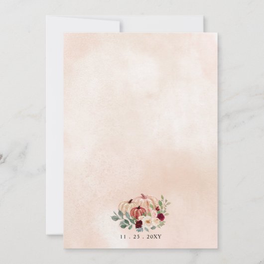 Rustieke Moderne Pompoenen Country Fall Bruiloft Kaart (Achterkant)