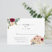Rustieke Moderne Pompoenen Country Fall Bruiloft RSVP Kaartje (Staand voorkant)