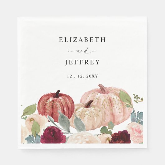 Rustieke Moderne Pompoenen Country Fall Bruiloft Servet (Voorkant)