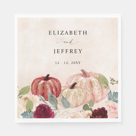 Rustieke Moderne Pompoenen Country Fall Bruiloft Servet (Voorkant)