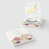 Rustieke Moderne Pompoenen Country Fall Bruiloft Stenen Onderzetter (Zijkant)