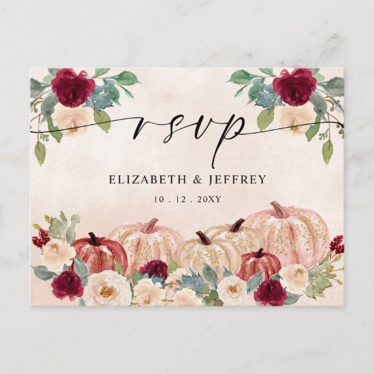 Rustieke moderne pompoenen Country Herfst RSVP Briefkaart (Voorkant)