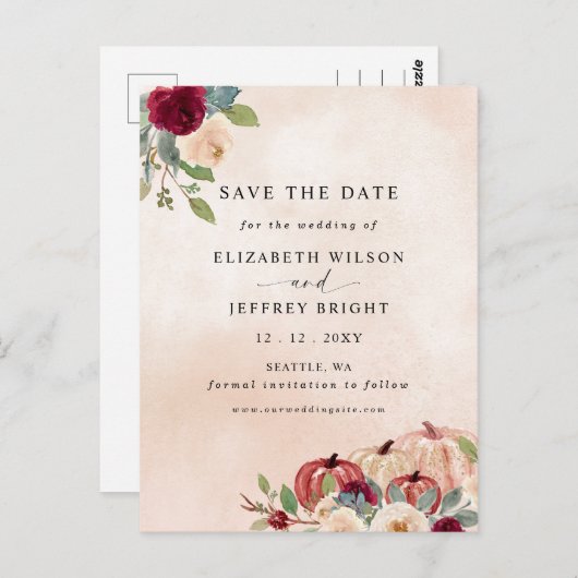 Rustieke moderne pompoenen Country Herfst Save the Briefkaart (Voorkant / Achterkant)