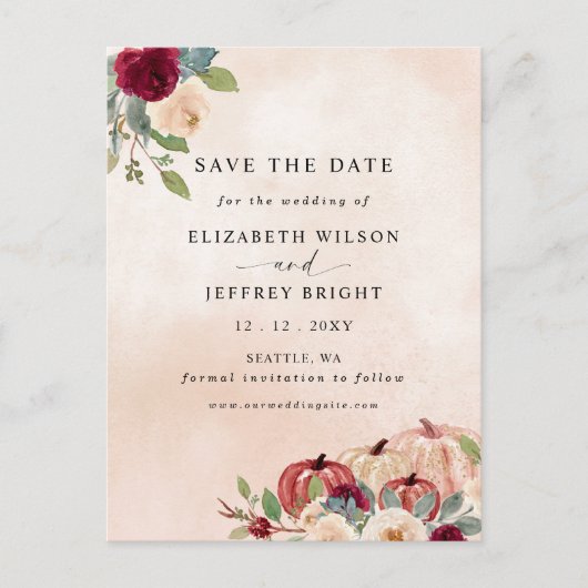 Rustieke moderne pompoenen Country Herfst Save the Briefkaart (Voorkant)