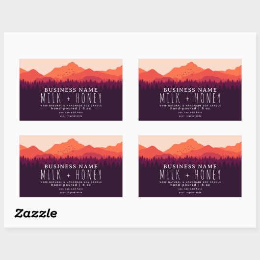 Rustieke moderne rode berg kaars label (Vel)