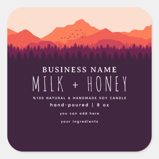 Rustieke moderne rode berg kaars label (Voorkant)