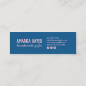 Rustieke moderne roze blauwe handgemaakte geschenk mini visitekaartje (Achterkant)