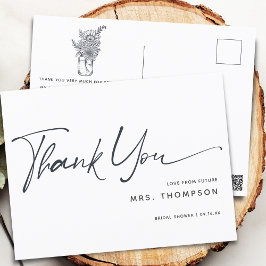 Rustieke moderne script bruiloft feest bedankt briefkaart