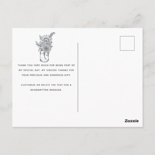 Rustieke moderne script bruiloftsshower bedankje briefkaart (Achterkant)