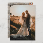 Rustieke Moderne Script Huwelijksfoto Save the Dat Kaart (Voorkant / Achterkant)