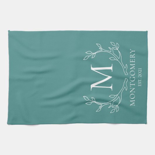 Rustieke moderne takken Antlers Monogram | BLAUWGR Theedoek (Horizontaal)