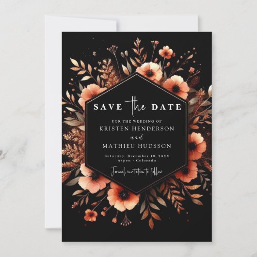 Rustieke moderne terracotta bruiloft save the date (Voorkant)