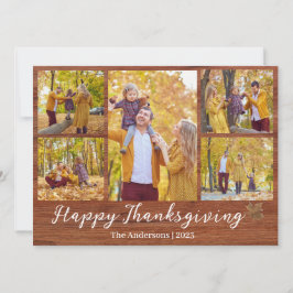 Rustieke moderne Thanksgiving familie foto collage Feestdagenkaart