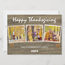 Rustieke moderne Thanksgiving familie foto collage Feestdagenkaart