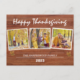 Rustieke moderne Thanksgiving familie foto collage Feestdagenkaart