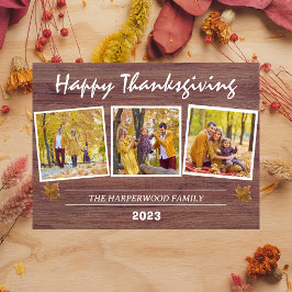 Rustieke moderne Thanksgiving familie foto collage Feestdagenkaart