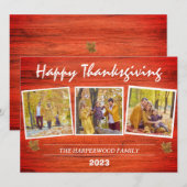 Rustieke moderne Thanksgiving familie foto collage Feestdagenkaart (Voorkant / Achterkant)