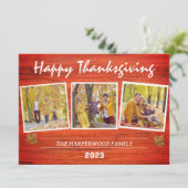 Rustieke moderne Thanksgiving familie foto collage Feestdagenkaart (Staand voorkant)