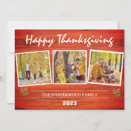 Rustieke moderne Thanksgiving familie foto collage Feestdagenkaart