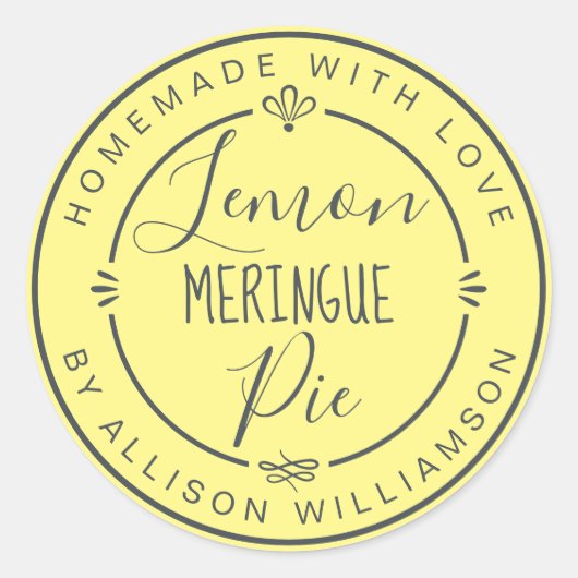 Rustieke Moderne Thuisgemaakte Citroen Meringue Ta Ronde Sticker (Voorkant)
