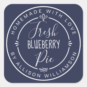 Rustieke Moderne Thuisgemaakte Verse Blauwe Bessen Vierkante Sticker