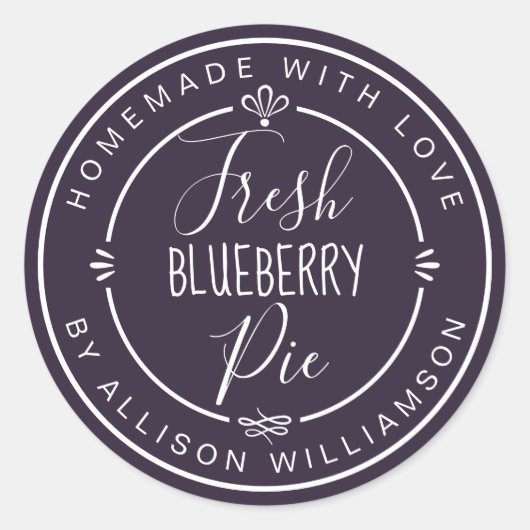 Rustieke Moderne Thuisgemaakte Verse Blauwebesient Ronde Sticker (Voorkant)