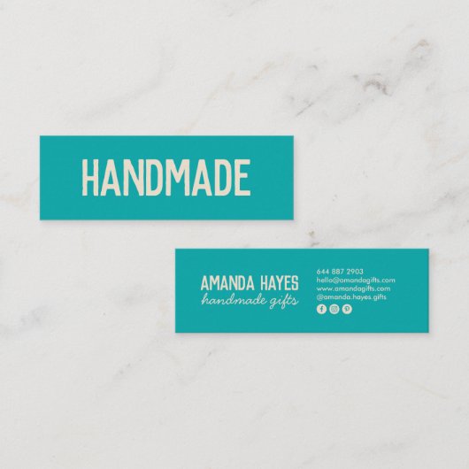 Rustieke moderne turquoise handgemaakte geschenken mini visitekaartje (Voorkant / Achterkant)