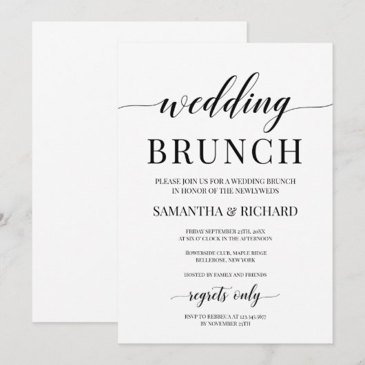 Rustieke moderne typografie trouw brunch kaart (Voorkant / Achterkant)