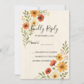 Rustieke moderne waterverf bloemen bruiloft RSVP Kaart (Voorkant)