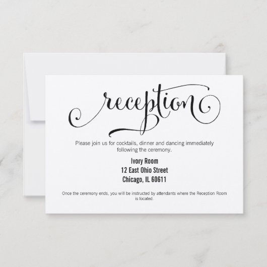 Rustieke moderne we doen script bruiloftsreceptiek kaart (Voorkant)