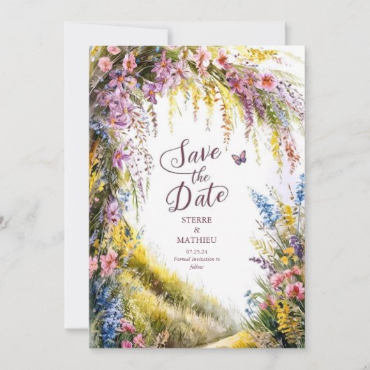 Rustieke moderne Wildflower bruiloft Save The Date (Voorkant)