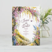 Rustieke moderne Wildflower bruiloft Save The Date (Staand voorkant)