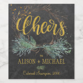 Rustieke moderne winter krijtbord gejuich bruiloft wijn etiket (Enkel label)