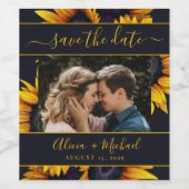 Rustieke moderne zonnebloemen bruiloft foto opslaa wijn etiket (Enkel label)