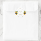 Rustieke moderne zonnebloemen bruiloft opslaan dat ronde sticker (Tas)