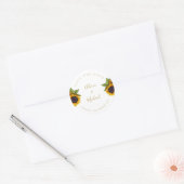 Rustieke moderne zonnebloemen bruiloft opslaan dat ronde sticker (Envelop)