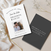 Rustieke moderne zwart-witte polaroidfoto save the date