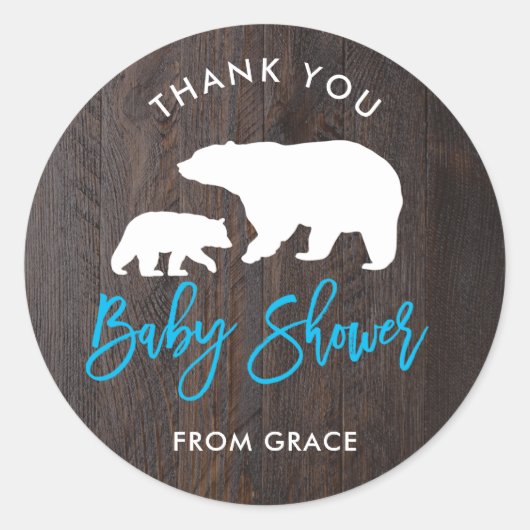 Rustieke Moeder en Baby Beer Baby shower Sticker (Voorkant)