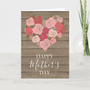 Rustieke Moederdagkaart met Waterverf Bloemen Kaart