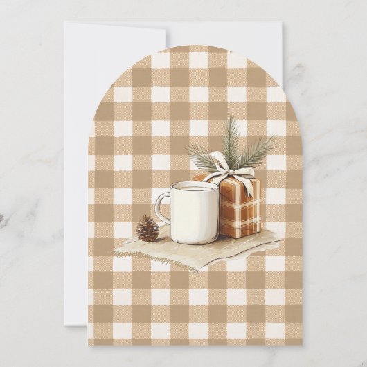 Rustieke Mokken Geschenken Brown Gingham Kerstboog Kaart (Achterkant)