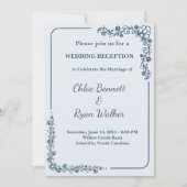 Rustieke Monochrome Bloemen Huwelijksreceptie Kaart (Voorkant)