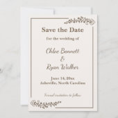 Rustieke Monochrome Bloemen Opslaan van de Datum Save The Date (Voorkant)